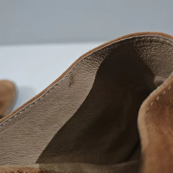 Sofft Strathmore Mule Womens 9.5 Ginger Tan Suede Peep Toe Wedge Heel - Picture 12 of 15